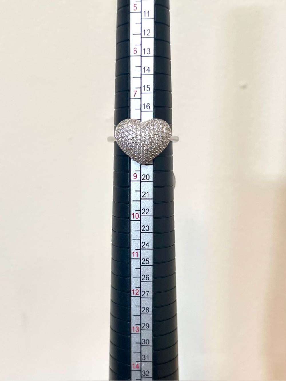 Puff Heart Pavé Ring 18K White Gold Filled AAA CZs NWT - Picture 5 of 6